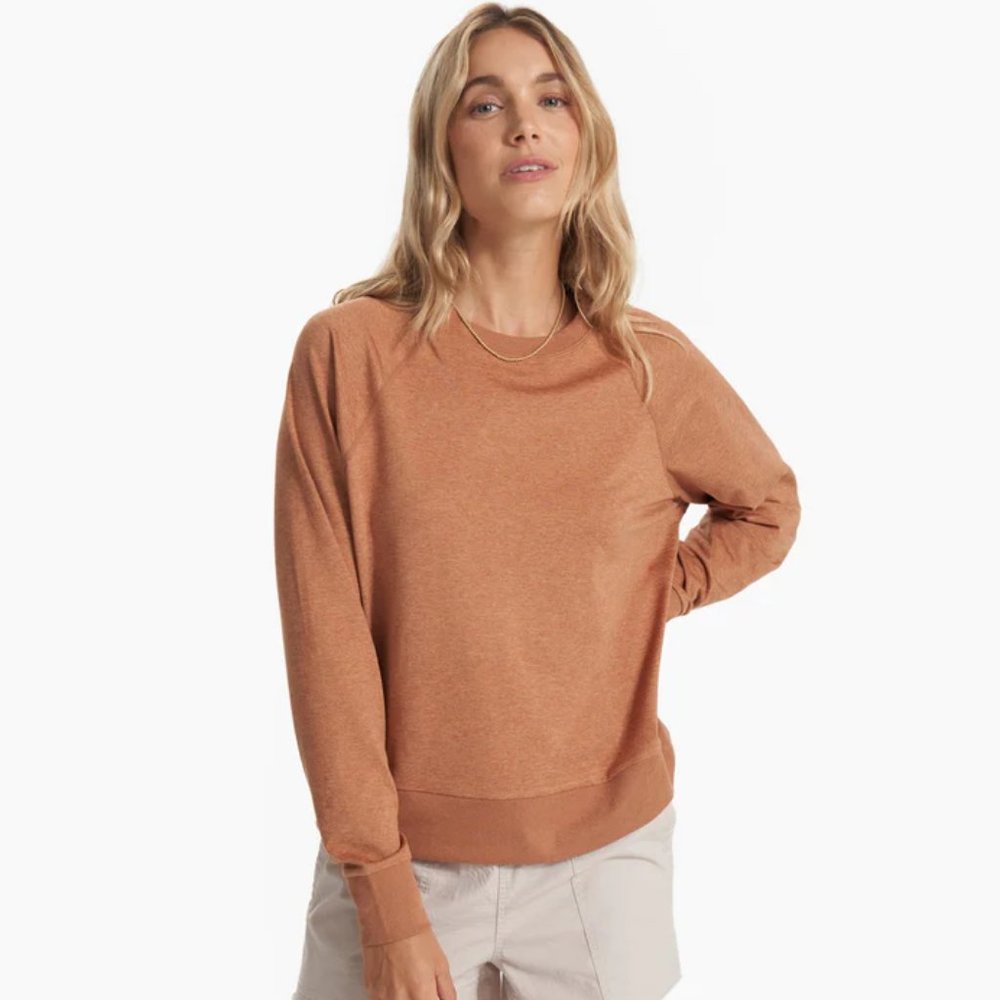 Vuori Long Sleeve Halo Crew Shirt, Women's DreamKnit™, Palo Santo Heather, XS